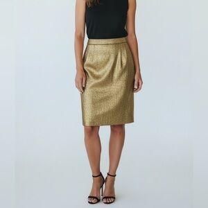 PROENZA SCHOULER Silk Gold Metallic Sparkle Pencil Skirt